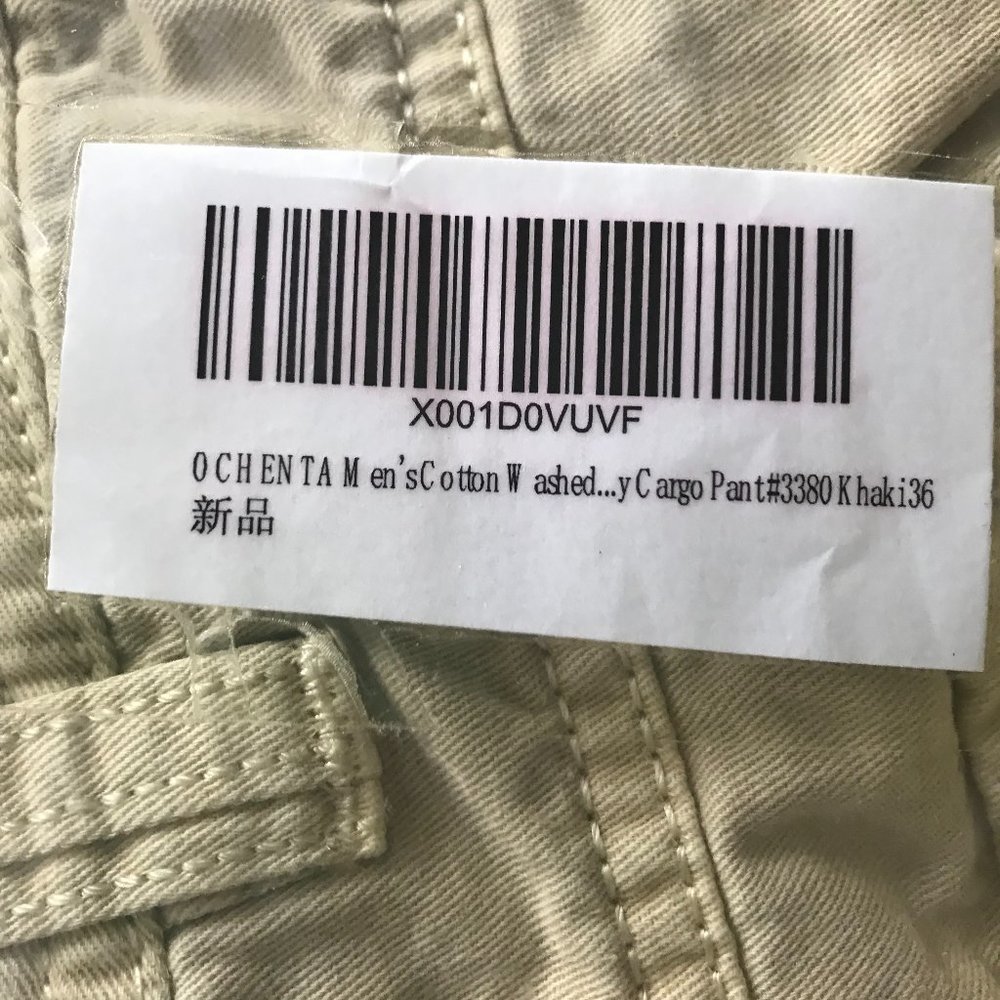 Ochenta men's cotton washed cargo pants Khaki, tall